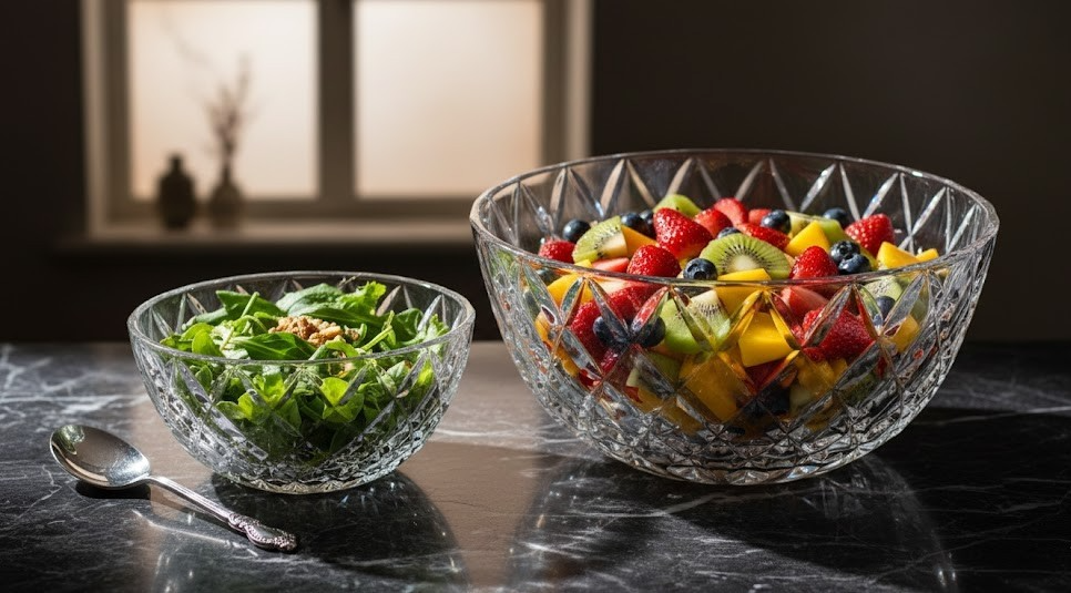 Antiquität Glas Glasschüsseln 21cm & 15cm 2er Set Vintage Deko